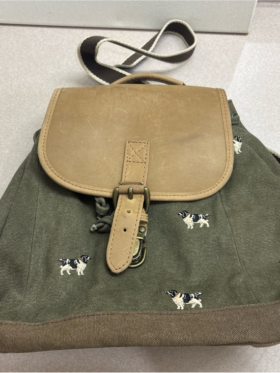 L.L. Bean Handbags - Vtg LL Bean Boat & Tote Bag Backpack Spaniel Dog Embroidered Leather Canvas